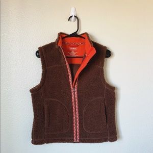 L.L. Bean Brown Vest with Orange Trim Design